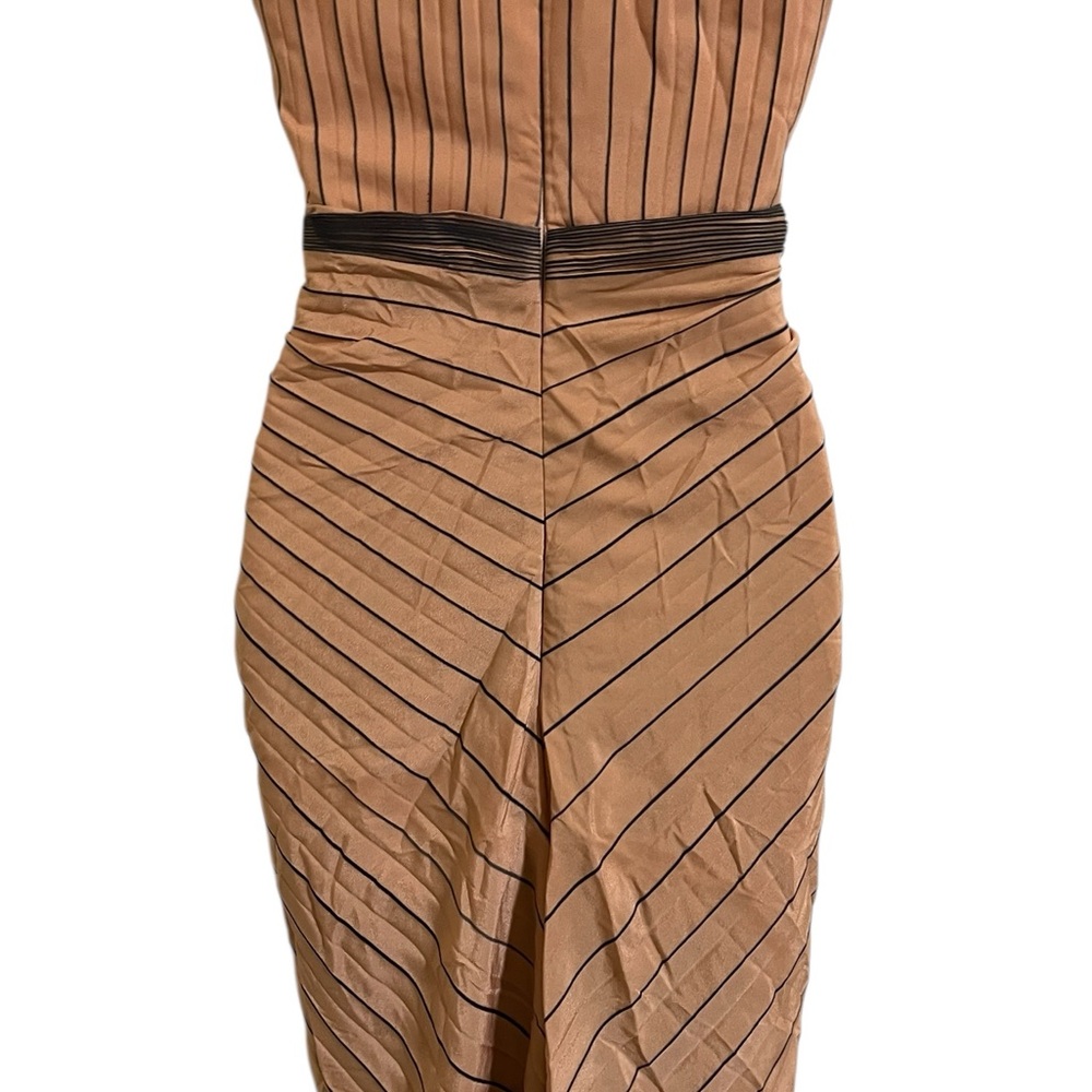 DION LEE Sunray Plunge Dress Pinstripe Pleating Sleeveless in Clay Size 2 US - Picture 8 of 15